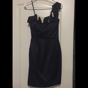 Short black dress with one shoulder. Worn once